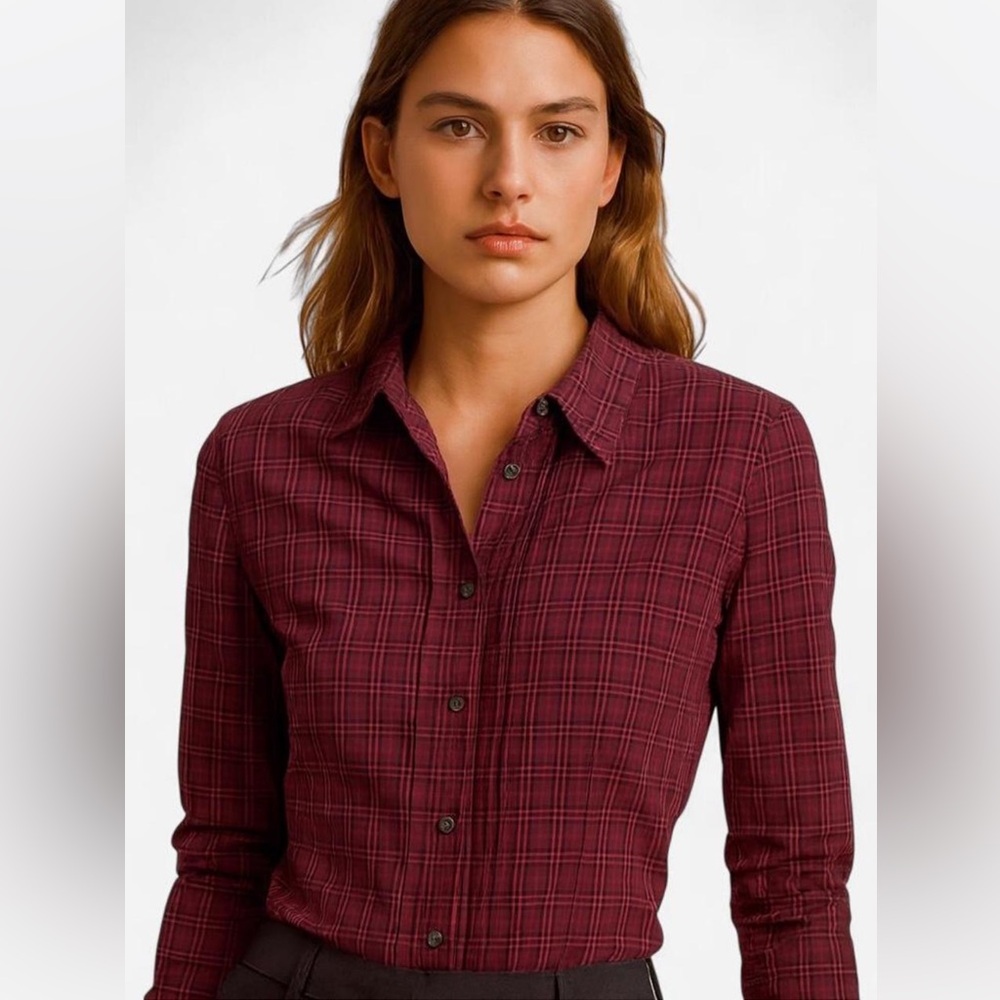 Burberry Burgundy Plaid Shirt